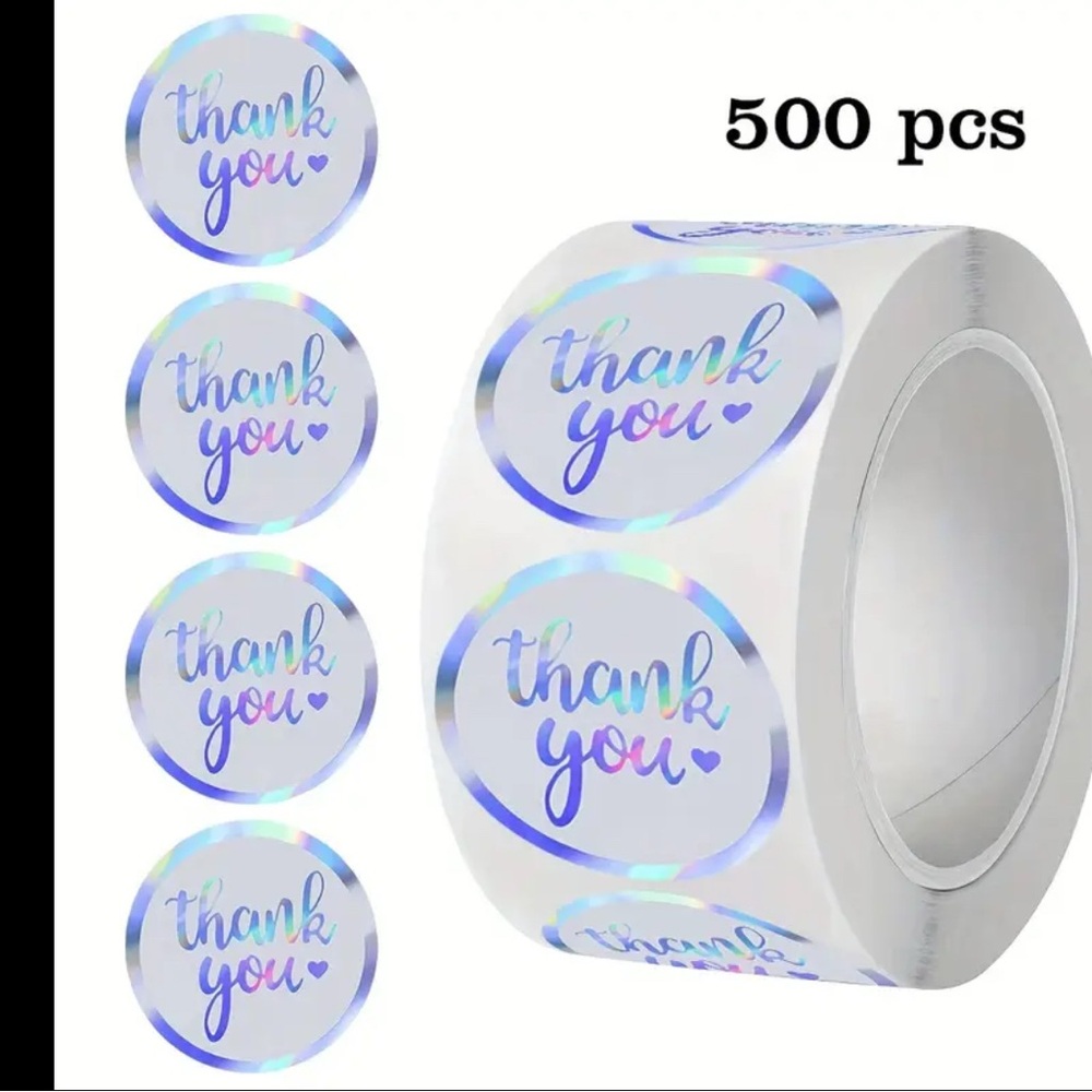 500 Holographic Thank You Stickers